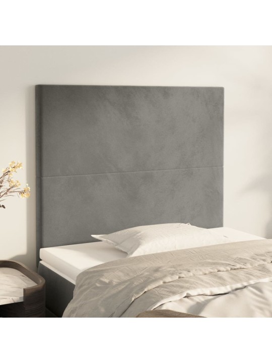 Čelo postele 2 ks světle šedé 90x5x78/88 cm samet