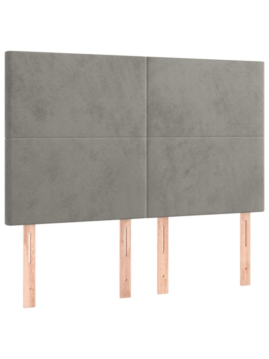 Čela postele 4 ks světle šedá 72 x 5 x 78/88 cm samet