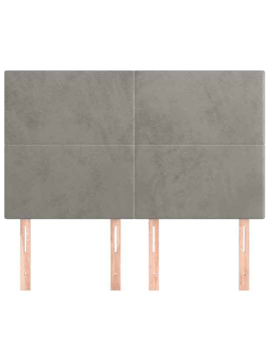 Čela postele 4 ks světle šedá 72 x 5 x 78/88 cm samet