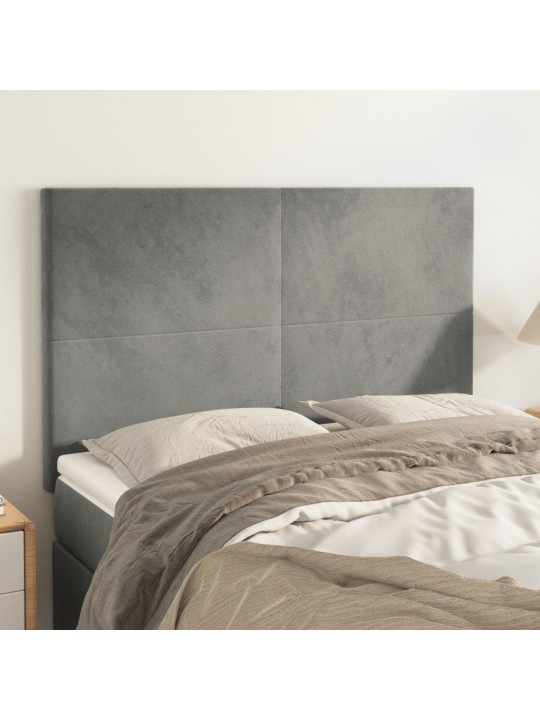 Čela postele 4 ks světle šedá 72 x 5 x 78/88 cm samet