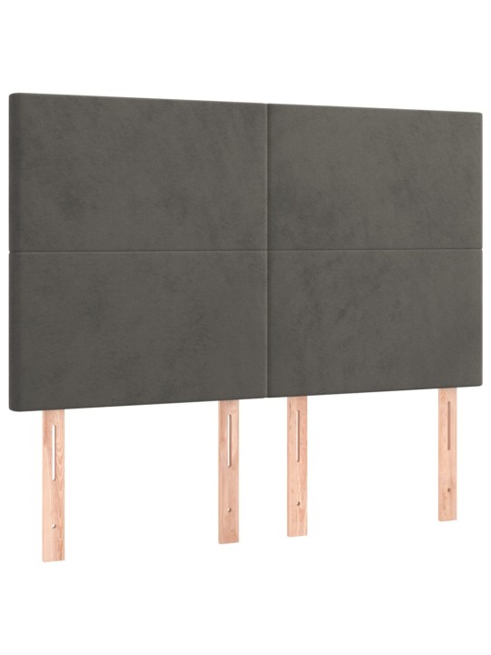 Čela postele 4 ks tmavě šedá 72 x 5 x 78/88 cm samet