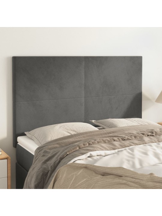Čela postele 4 ks tmavě šedá 72 x 5 x 78/88 cm samet