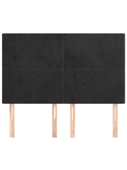 Čela postele 4 ks černá 72 x 5 x 78/88 cm samet
