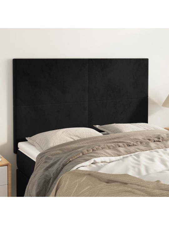 Čela postele 4 ks černá 72 x 5 x 78/88 cm samet