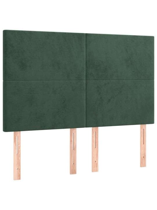 Čela postele 4 ks tmavě zelená 72 x 5 x 78/88 cm samet