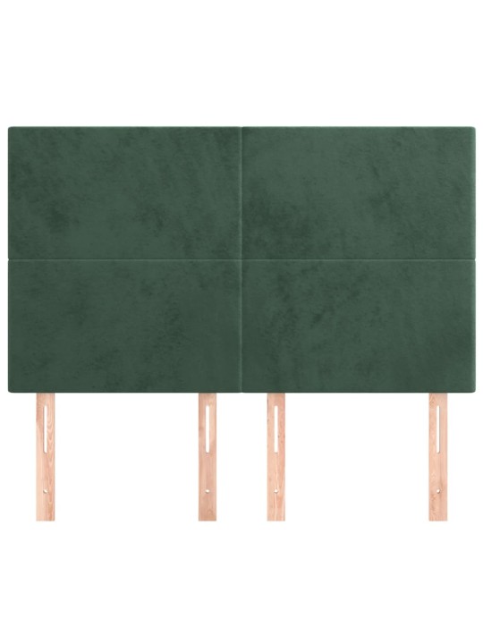 Čela postele 4 ks tmavě zelená 72 x 5 x 78/88 cm samet