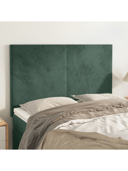 Čela postele 4 ks tmavě zelená 72 x 5 x 78/88 cm samet