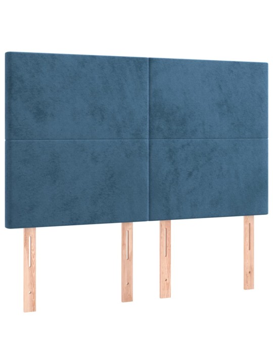 Čela postele 4 ks tmavě modrá 72 x 5 x 78/88 cm samet