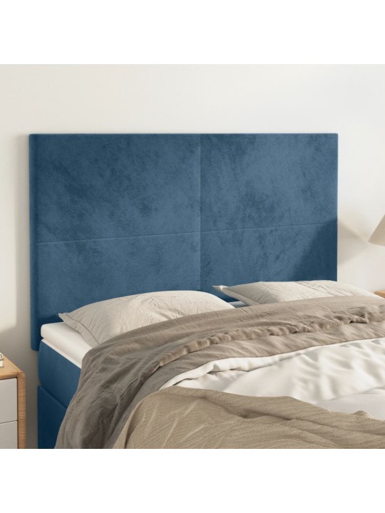 Čela postele 4 ks tmavě modrá 72 x 5 x 78/88 cm samet