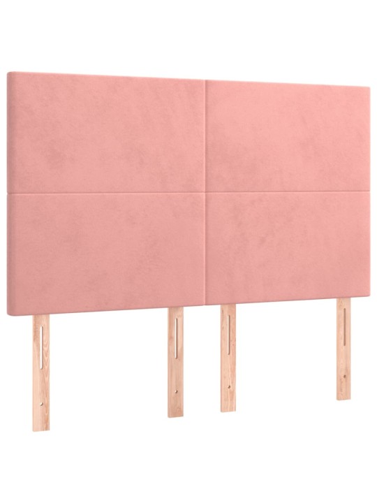 Čelo postele 4 ks růžové 72x5x78/88 cm samet