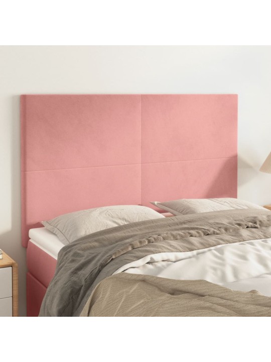 Čelo postele 4 ks růžové 72x5x78/88 cm samet