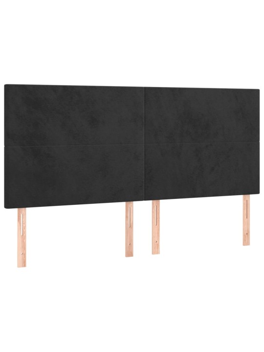 Čelo postele 4 ks černé 80 x 5 x 78/88 cm samet