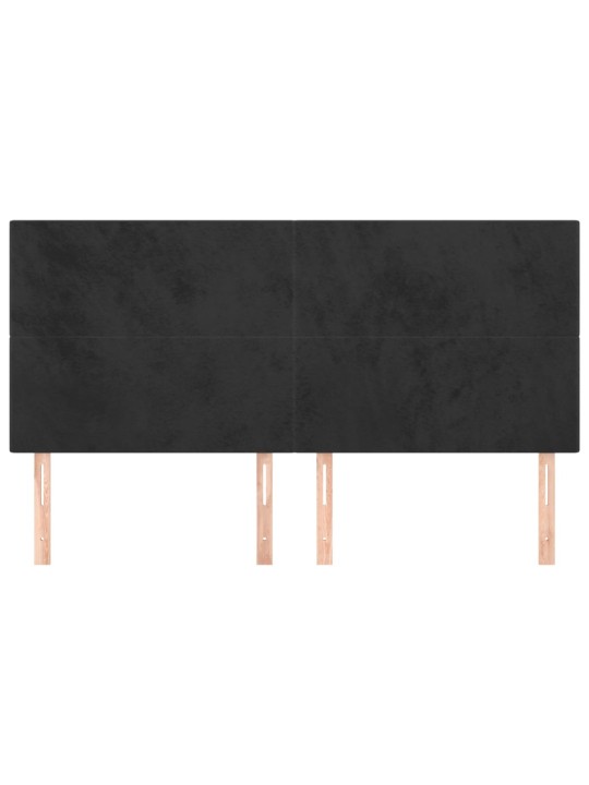 Čelo postele 4 ks černé 80 x 5 x 78/88 cm samet