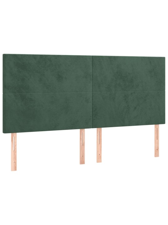 Čelo postele 4 ks tmavě zelené 80 x 5 x 78/88 cm samet