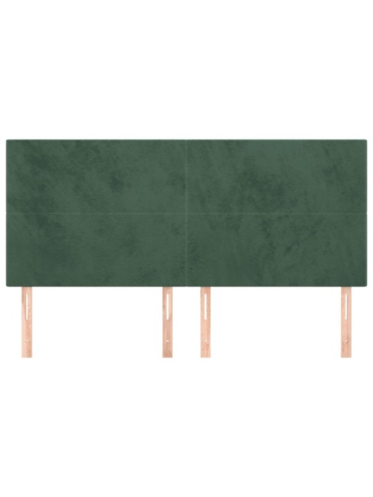 Čelo postele 4 ks tmavě zelené 80 x 5 x 78/88 cm samet