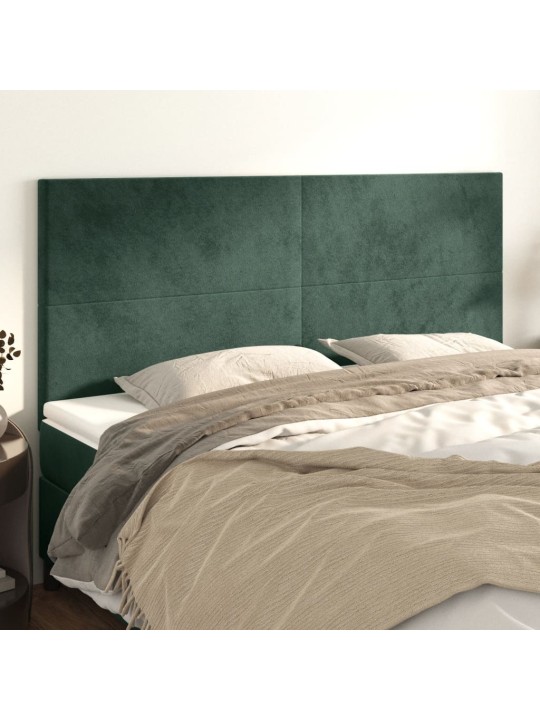 Čelo postele 4 ks tmavě zelené 80 x 5 x 78/88 cm samet