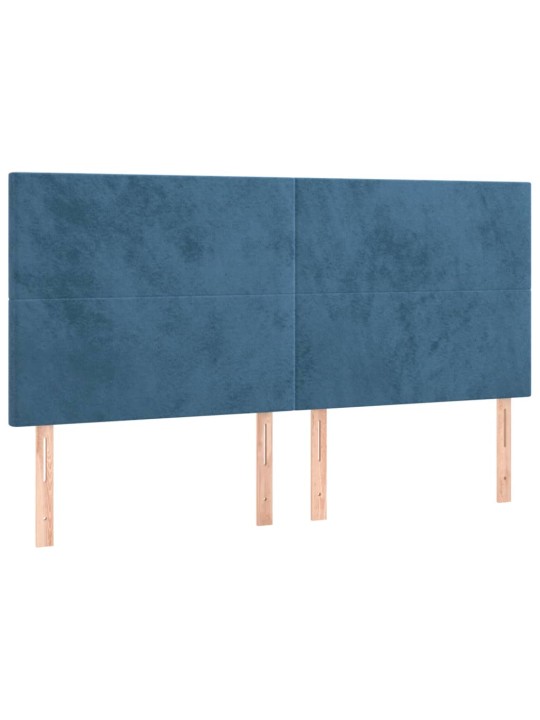 Čelo postele 4 ks tmavě modré 80 x 5 x 78/88 cm samet