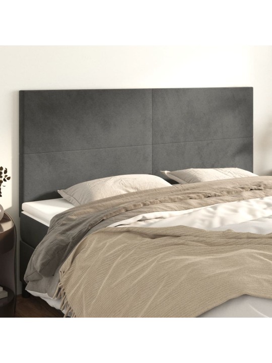Čelo postele 4 ks tmavě šed 90x5x78/88 cm samet