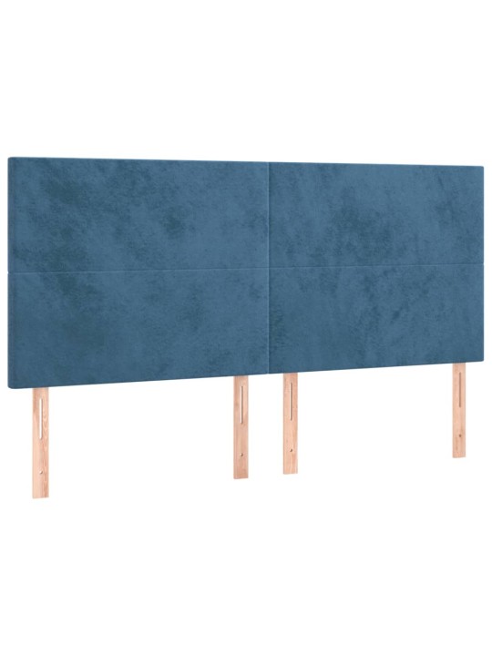 Čelo postele 4 ks tmavě modré 90x5x78/88 cm samet