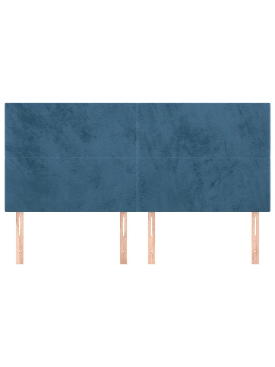 Čelo postele 4 ks tmavě modré 90x5x78/88 cm samet