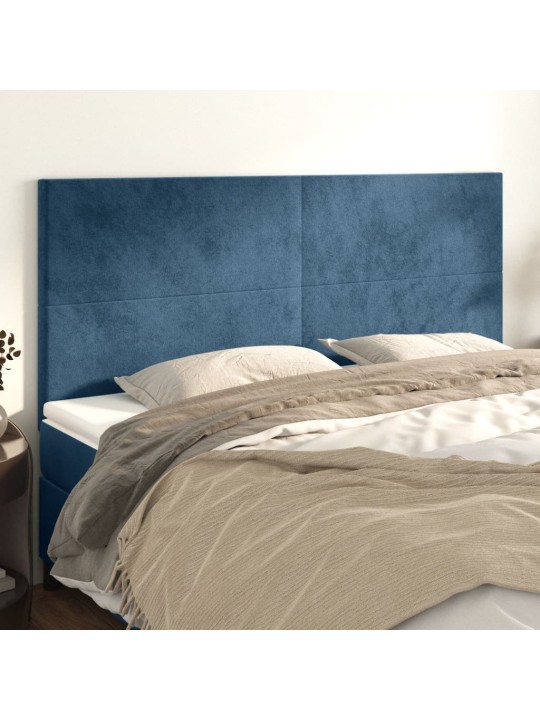Čelo postele 4 ks tmavě modré 90x5x78/88 cm samet
