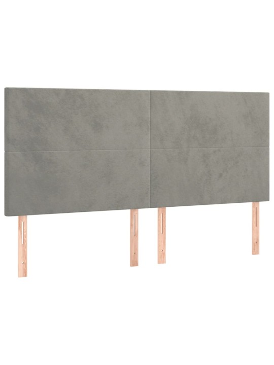 Čelo postele 4 ks světle šedé 100 x 5 x 78/88 cm samet