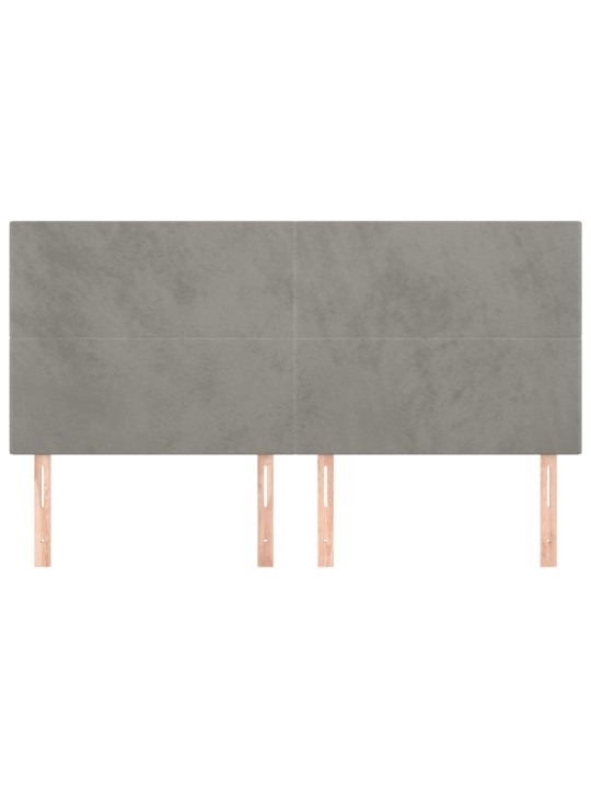 Čelo postele 4 ks světle šedé 100 x 5 x 78/88 cm samet