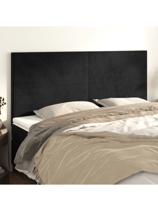 Čelo postele 4 ks černé 100x5x78/88 cm samet