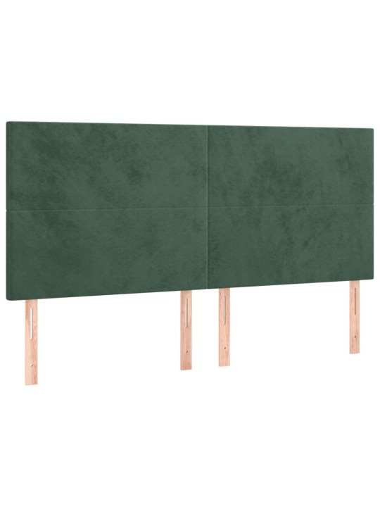 Čelo postele 4 ks tmavě zelené 100x5x78/88 cm samet
