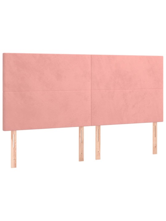 Čelo postele 4 ks růžové 100x5x78/88 cm samet