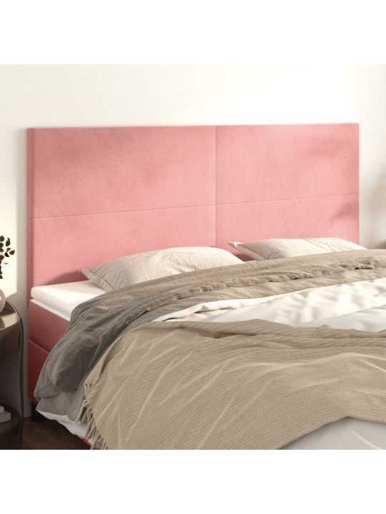 Čelo postele 4 ks růžové 100x5x78/88 cm samet