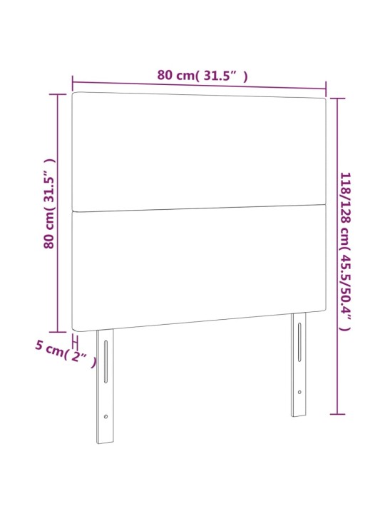 Čelo postele 2 ks šedé 80 x 5 x 78/88 cm umělá kůže
