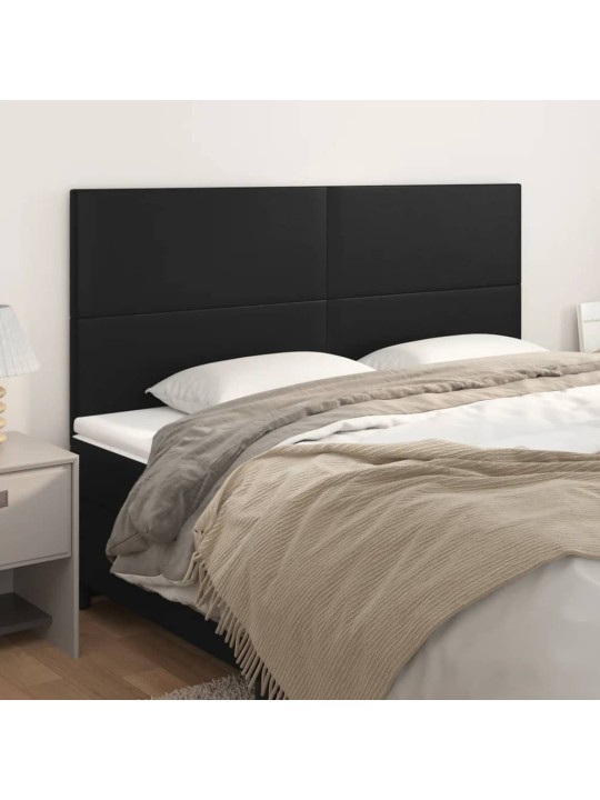 Čelo postele 4 ks černé 100x5x78/88 cm umělá kůže