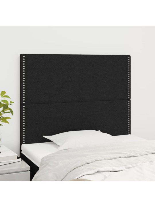 Čelo postele 2 ks černé 80 x 5 x 78/88 cm textil