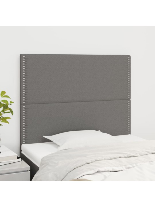Čelo postele 2 ks tmavě šed 90x5x78/88 cm textil