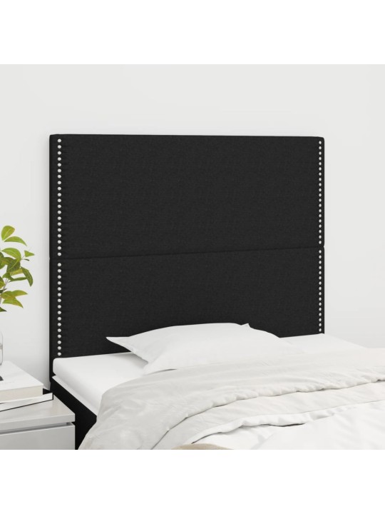 Čelo postele 2 ks černé 90x5x78/88 cm textil