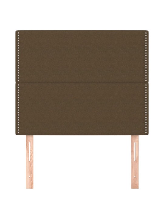 Čelo postele 2 ks tmavě hnědé 90x5x78/88 cm textil