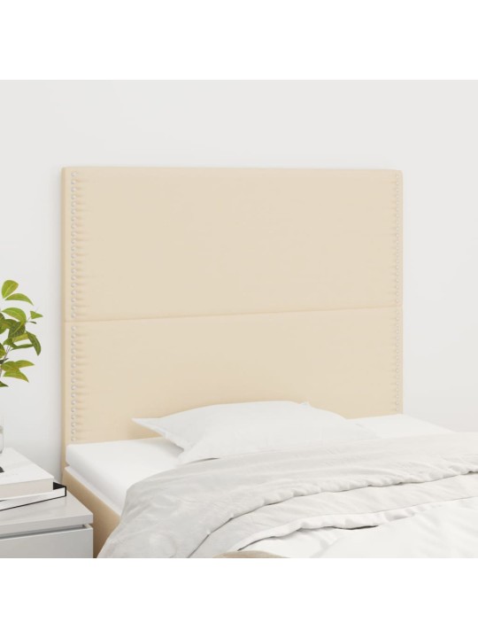 Čelo postele 2 ks krémové 90x5x78/88 cm textil