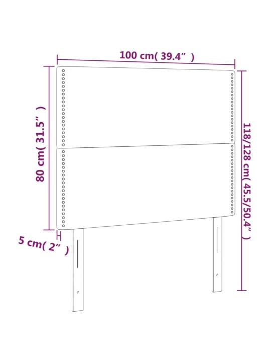 Čelo postele 2 ks černé 100x5x78/88 cm textil