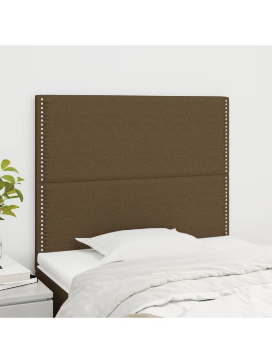 Čelo postele 2 ks tmavě hnědé 100x5x78/88 cm textil