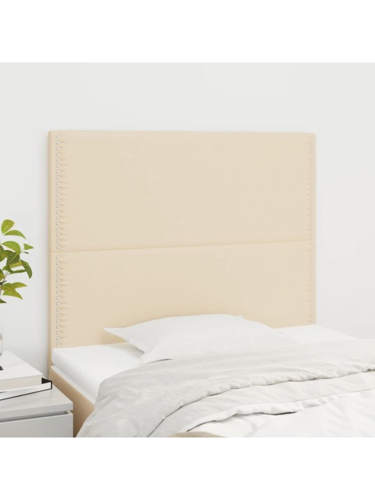 Čelo postele 2 ks krémové 100x5x78/88 cm textil