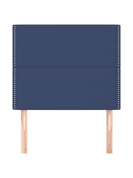 Čelo postele 2 ks modré 100x5x78/88 cm textil