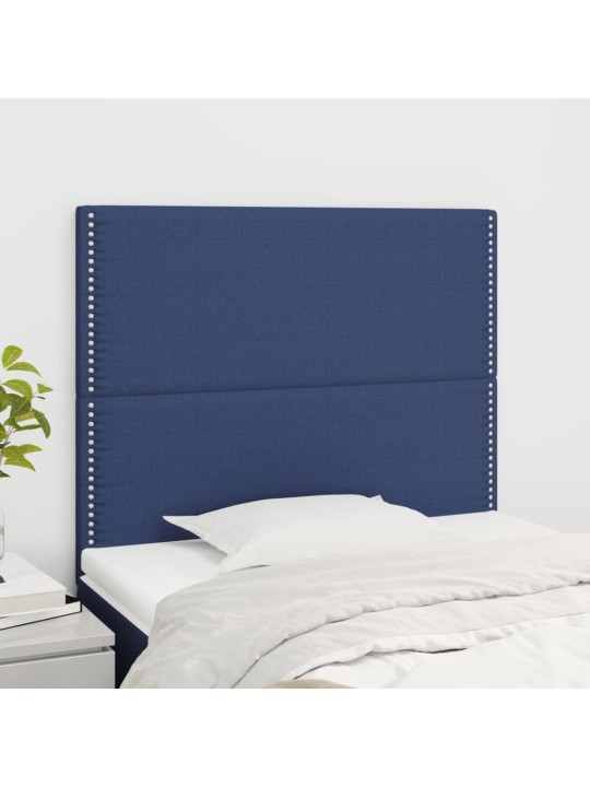 Čelo postele 2 ks modré 100x5x78/88 cm textil