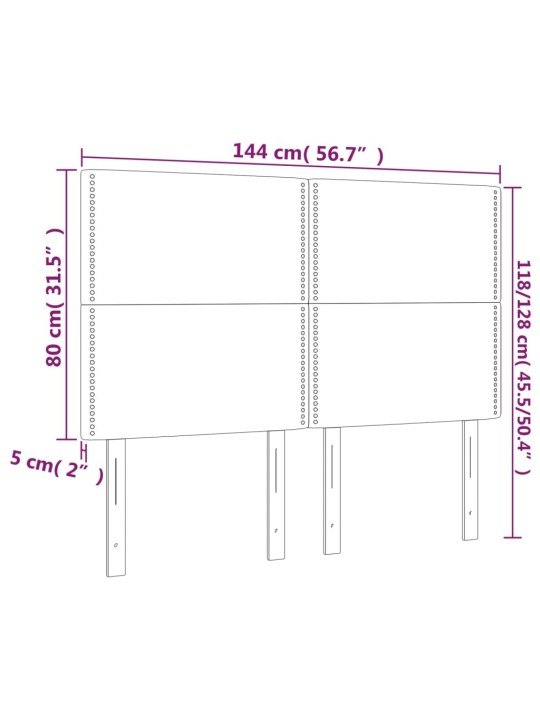 Čela postele 4 ks tmavě hnědá 72 x 5 x 78/88 cm textil