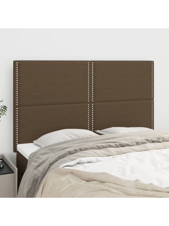 Čela postele 4 ks tmavě hnědá 72 x 5 x 78/88 cm textil