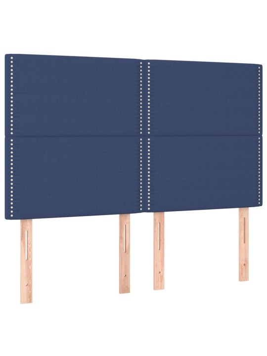 Čela postele 4 ks modrá 72 x 5 x 78/88 cm textil