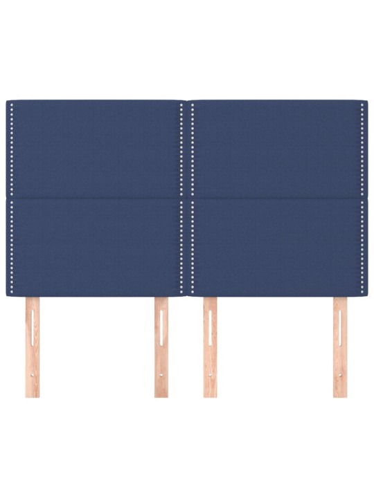 Čela postele 4 ks modrá 72 x 5 x 78/88 cm textil