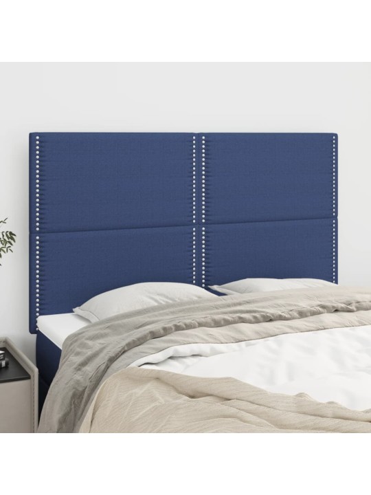 Čela postele 4 ks modrá 72 x 5 x 78/88 cm textil
