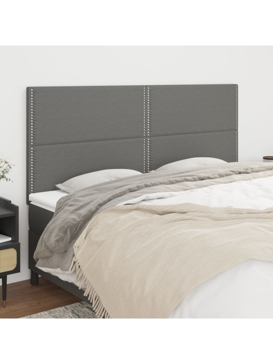 Čelo postele 4 ks tmavě šed 90x5x78/88 cm textil