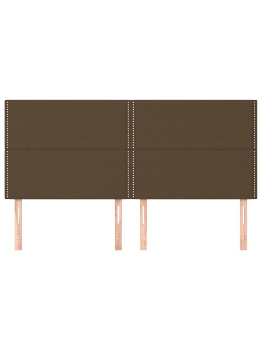 Čelo postele 4 ks tmavě hnědé 90x5x78/88 cm textil